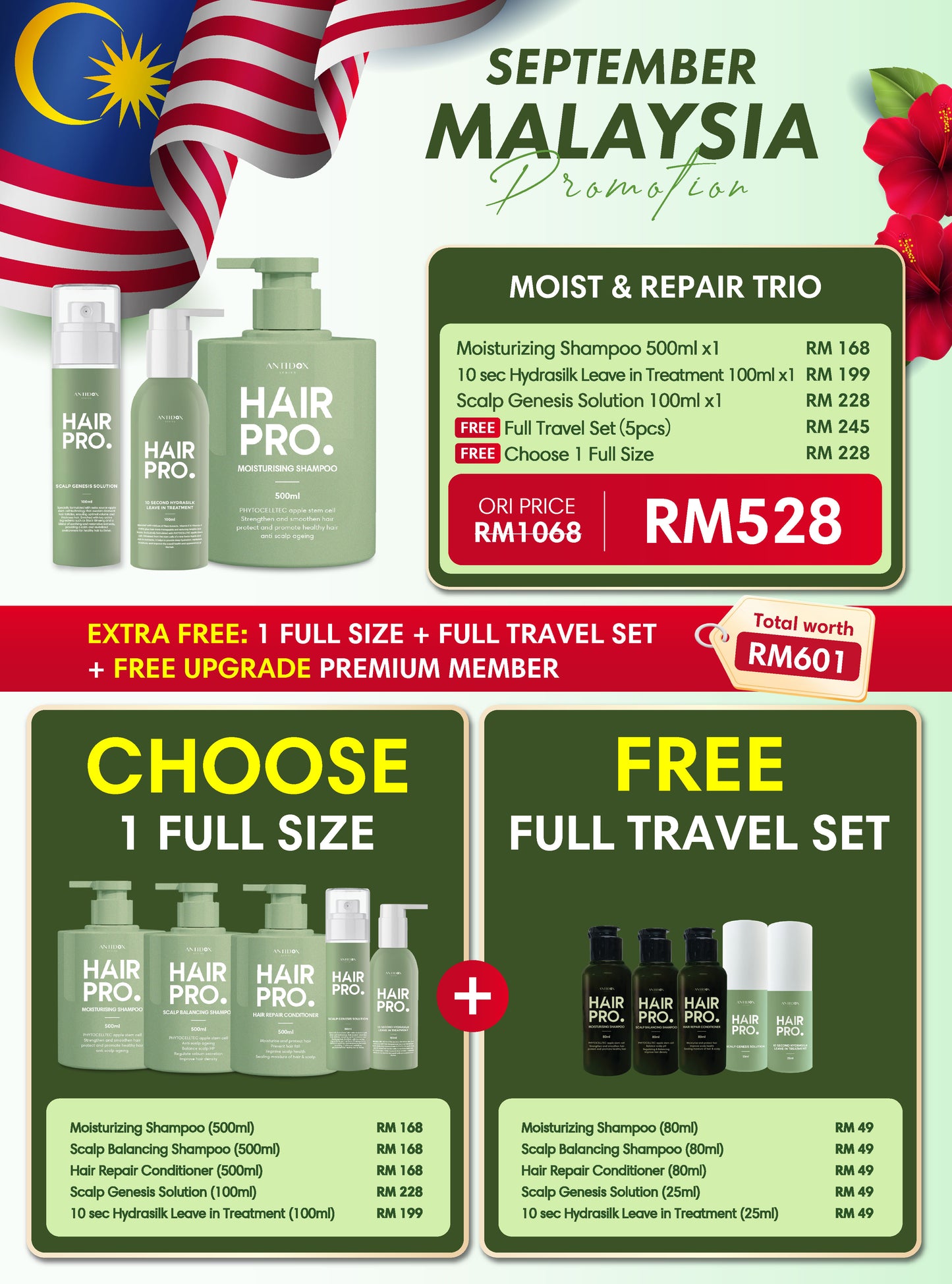 SEP HAIRPRO PROMOTION PACKAGE RM528 BUY 3 FREE 6 MOIST & TREAT & TONIC