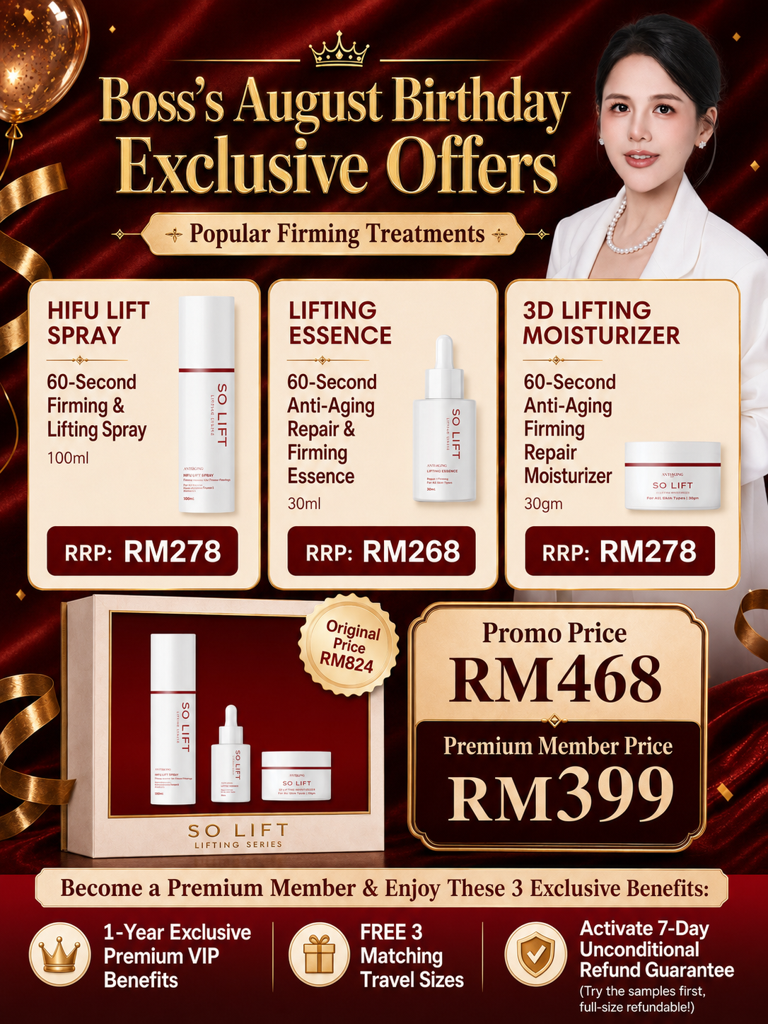 Set 1 Ultimate Lifting Trio — HIFU Lift Spray, Lifting Essence, 3D Lifting Moisturizer