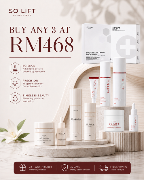 SoLift & SoGlow 3-piece skincare set RM468 — choose any set