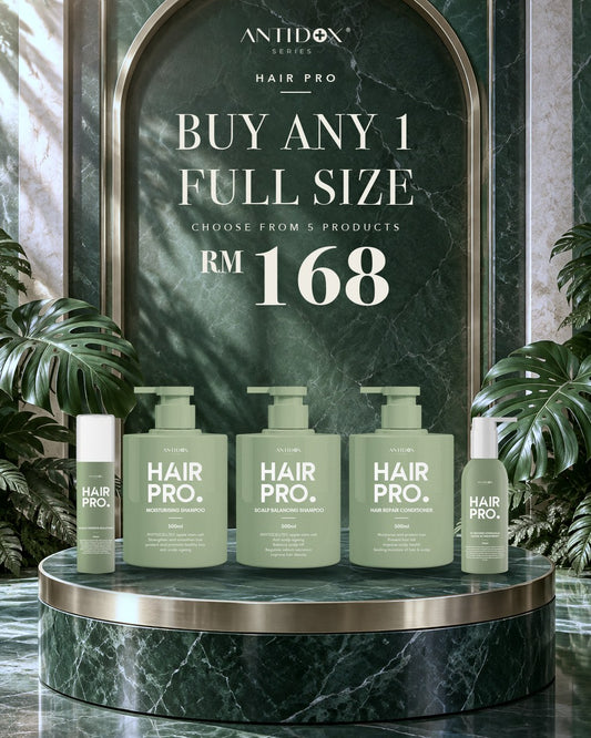 HairPro monthly bundle: buy any 1 full size for RM168, choose from 5 products